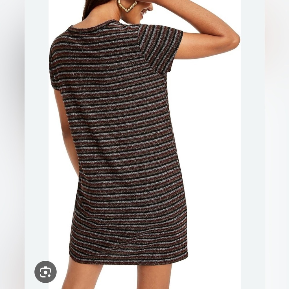 Rosie Harlow Metallic Stretch Tshirt Striped Dress, Size L